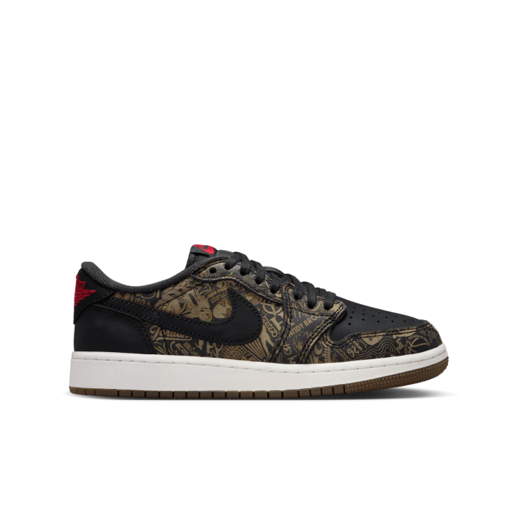 Air Jordan Low-Top Sneakers - Black / Gold Graphic / Gum