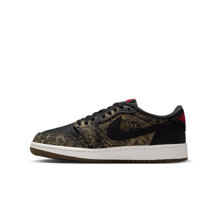 Air Jordan Low-Top Sneakers - Black / Gold Graphic / Gum