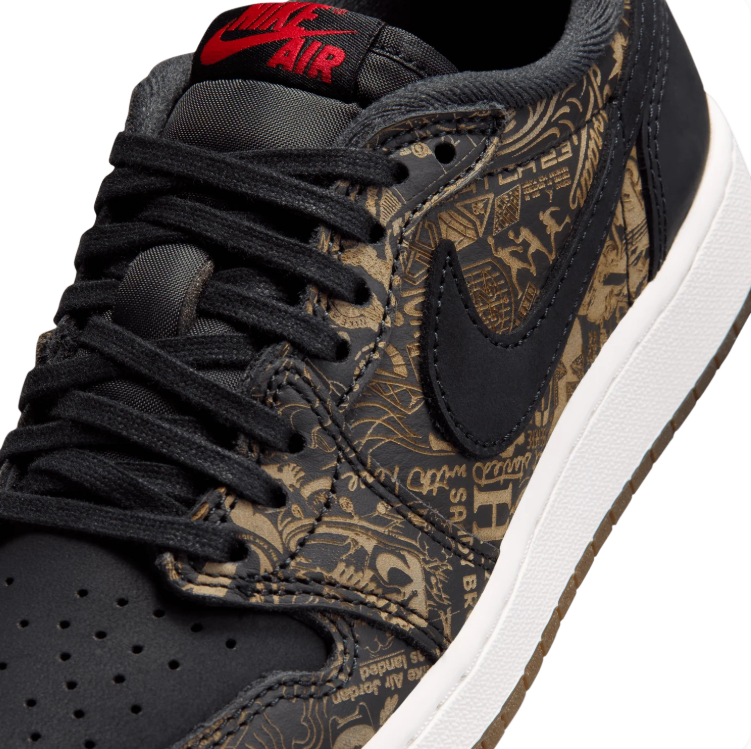 Air Jordan Low-Top Sneakers - Black / Gold Graphic / Gum