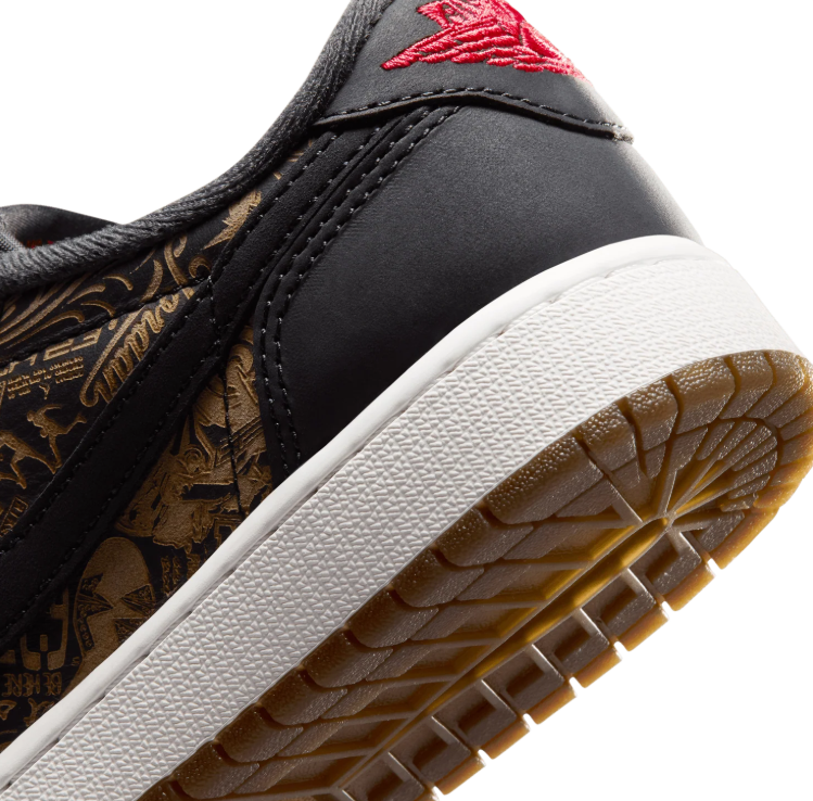 Air Jordan Low-Top Sneakers - Black / Gold Graphic / Gum